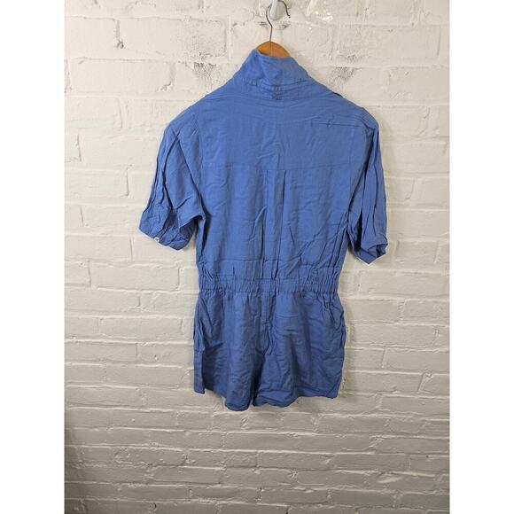 Tularosa Women's One Piece Romper Short Sleeve Elastic Wait Blue Size Small - Picture 2 of 5